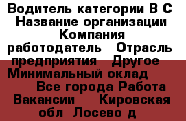 Водитель категории В.С › Название организации ­ Компания-работодатель › Отрасль предприятия ­ Другое › Минимальный оклад ­ 25 000 - Все города Работа » Вакансии   . Кировская обл.,Лосево д.